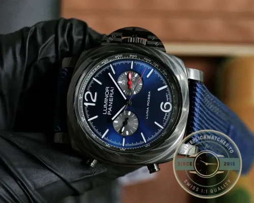 Panerai Luminor Chrono Carbotech replica PAM01519 blue dial Luna Rossa edition