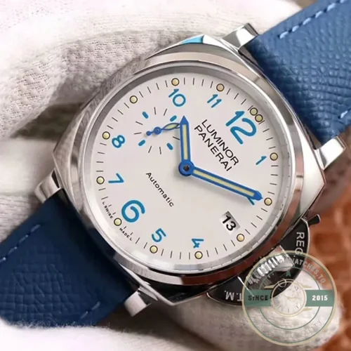 Panerai Luminor Due replica PAM906 white dial steel case front view