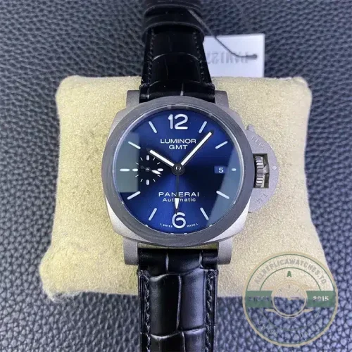 Panerai Luminor replica GMT PAM 1279 blue sandwich dial steel case