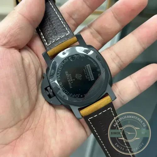 Panerai Luminor GMT replica PAM1441 black ceramic case sandwich dial