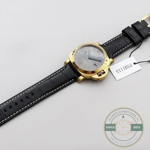 Panerai Luminor Marina replica PAM 1115 grey sandwich dial Goldtech case