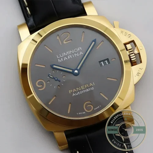 Panerai Luminor Marina replica PAM 1115 grey sandwich dial Goldtech case