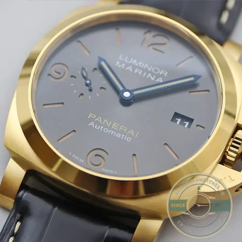 Panerai Luminor Marina replica PAM 1115 grey sandwich dial Goldtech case