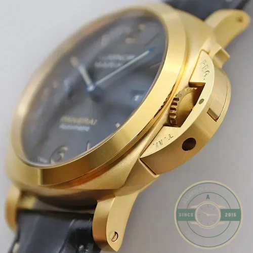 Panerai Luminor Marina replica PAM 1115 grey sandwich dial Goldtech case