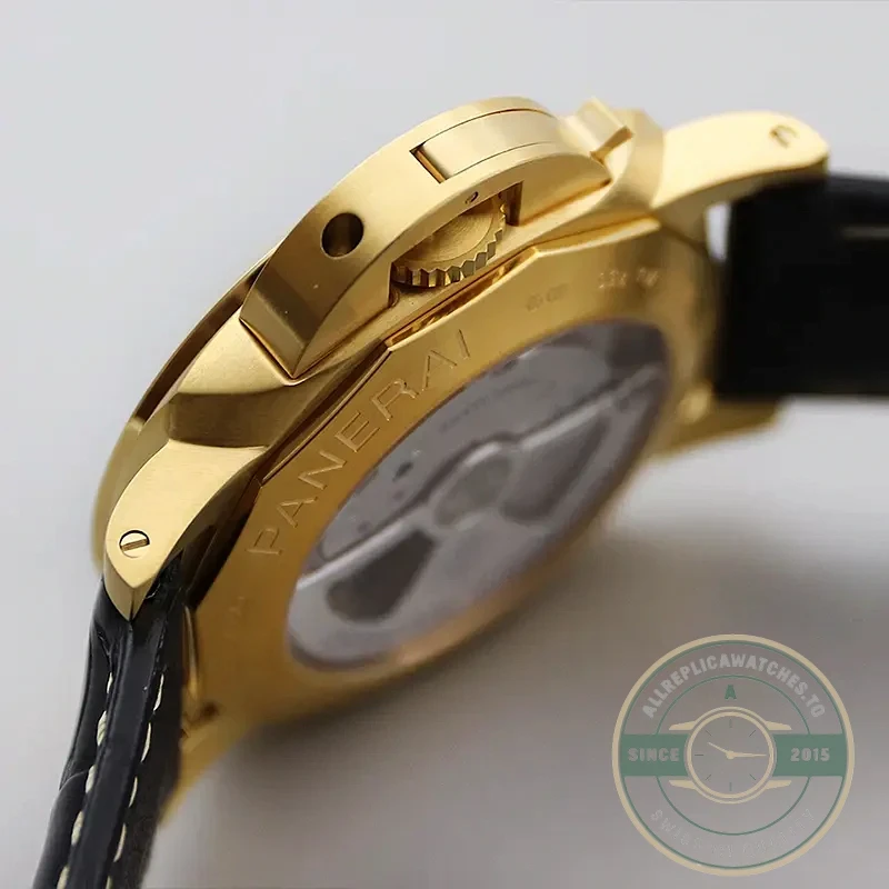 Panerai Luminor Marina replica PAM 1115 grey sandwich dial Goldtech case