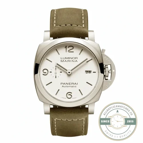 Panerai Luminor Marina replica PAM01394 white sandwich dial steel case