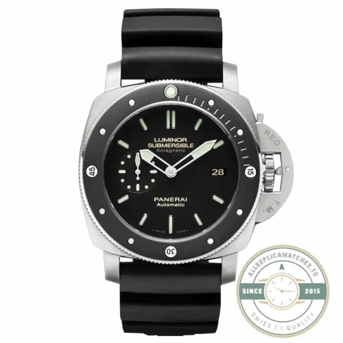 Panerai Luminor Submersible replica PAM389 black dial titanium case