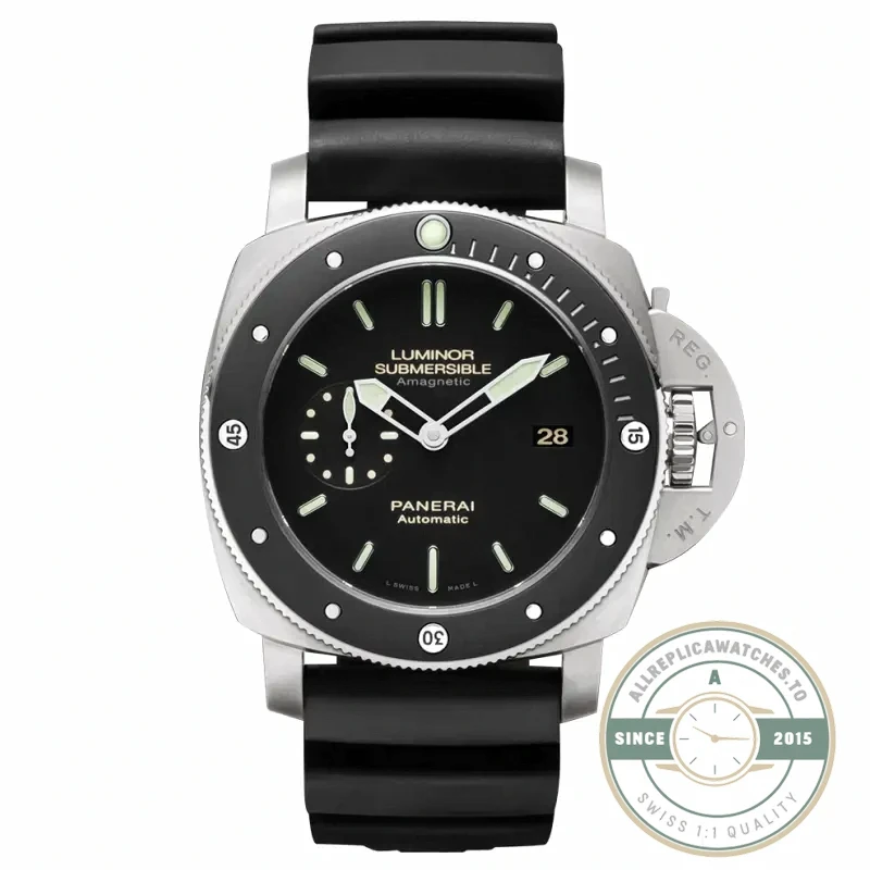 Panerai Luminor Submersible replica PAM389 black dial titanium case