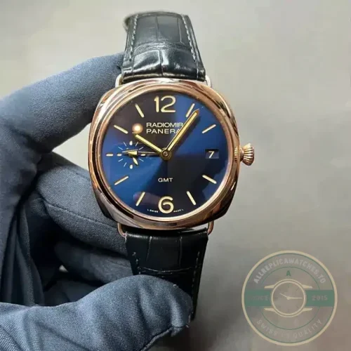 Panerai Radiomir replica PAM598 Goldtech case blue sandwich dial