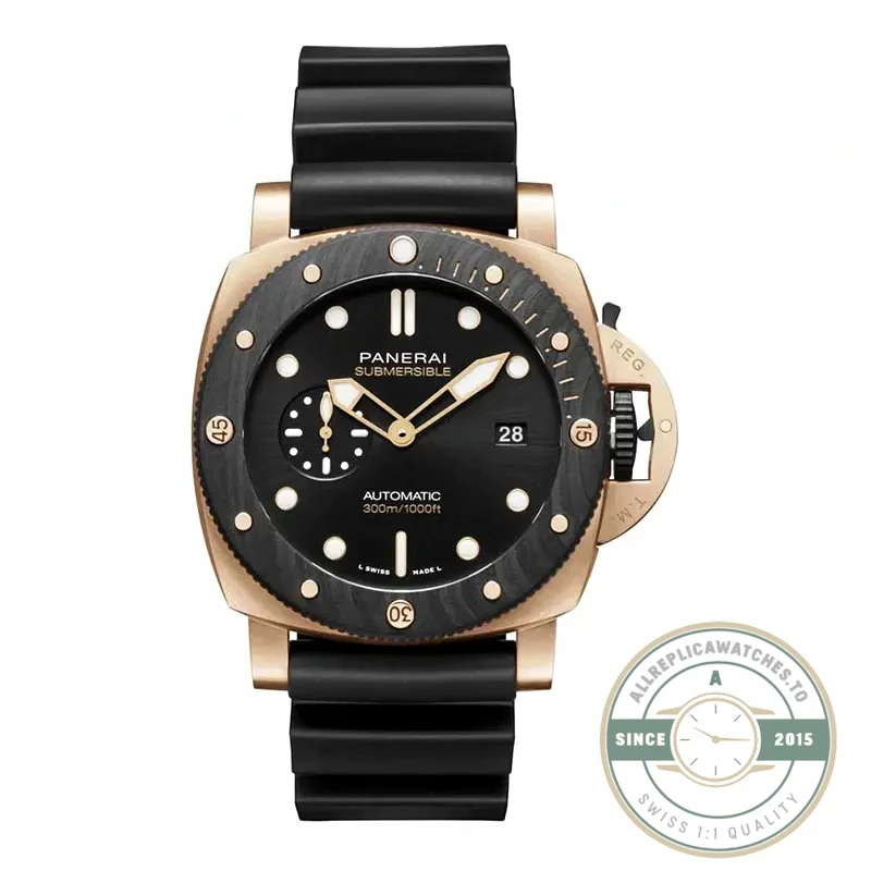Fake Panerai Submersible Goldtech OroCarbo Black Bezel PAM1070 - Affordable Luxury Fake Timepiece