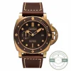 Panerai Submersible replica PAM968 bronze case brown sandwich dial