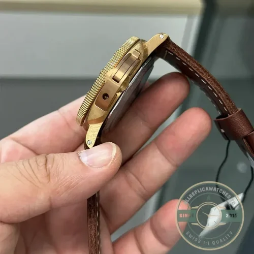 Panerai Submersible replica PAM968 bronze case brown sandwich dial