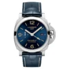 Panerai Luminor 1950 GMT PAM1033 front, sunray blue dial and beige numerals