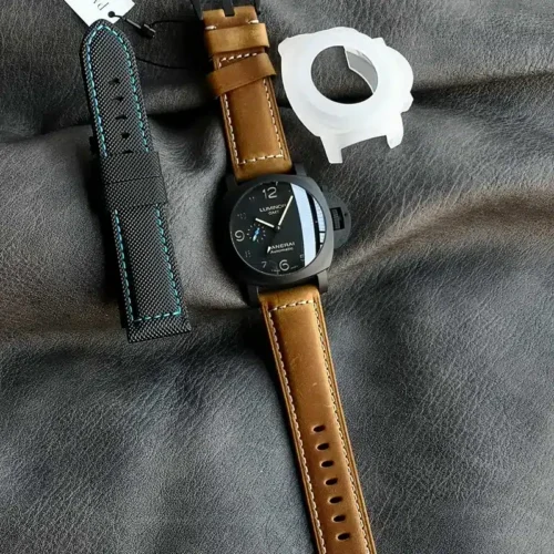 Luminor 1950 GMT PAM1441 with a spare black strap and clear case guard