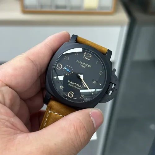 Luminor GMT PAM1441 rotated in the hand, small seconds now near the top
