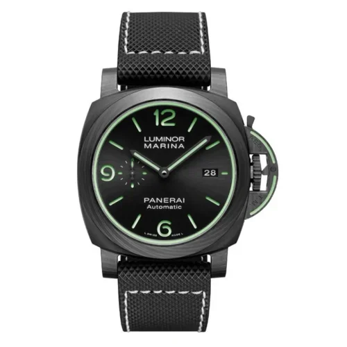 Panerai Luminor Marina Carbotech PAM1118 front, black dial with pale green lume