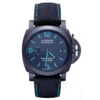 Panerai Luminor Marina Carbotech PAM1661 front, electric blue 12, 6 and 9 on black