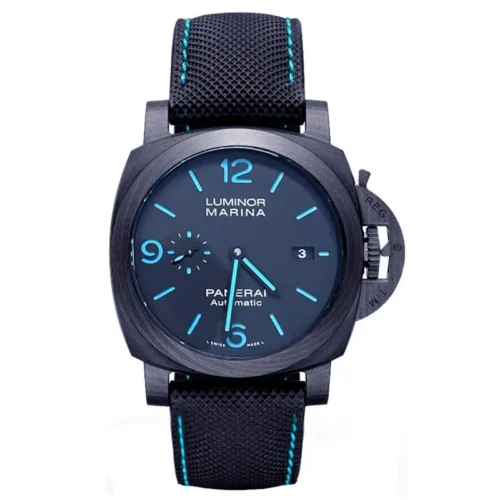 Panerai Luminor Marina Carbotech PAM1661 front, electric blue 12, 6 and 9 on black