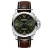 Panerai Luminor Marina PAM1116 with green sunburst dial and brown croc-pattern strap