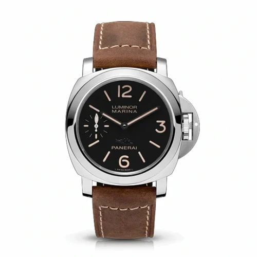 Panerai Luminor Marina PAM434, beige 12, 3 and 6 on black, brown leather strap