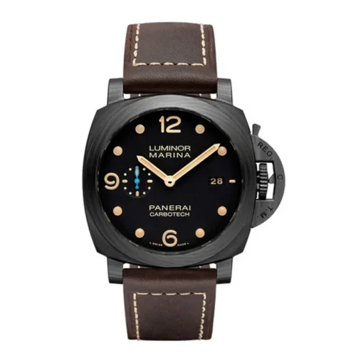 Panerai Luminor Marina PAM661 front, black dial with gold tone numerals