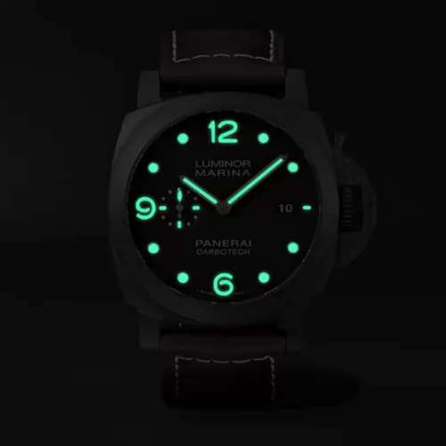 Lume shot in the dark, numerals and dots glowing green