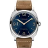 Panerai Radiomir 1940 PAM690 front view, blue dial and brown strap