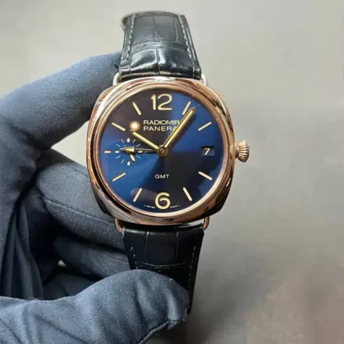 Radiomir GMT PAM598 held face on, small seconds at 9