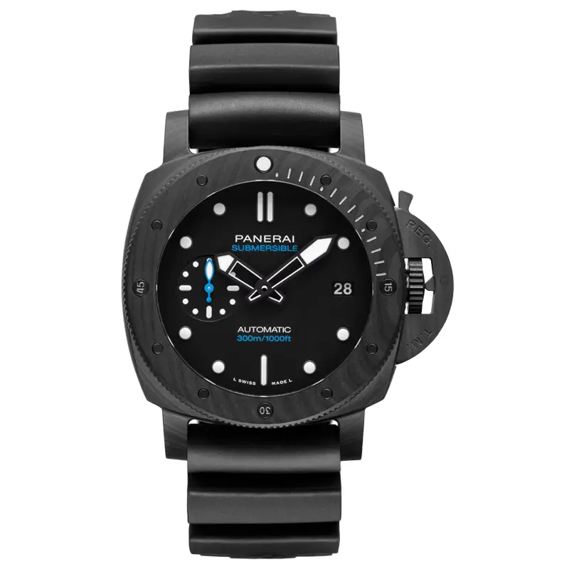 Panerai Submersible Carbotech PAM2231 front view, blue text on a black dial
