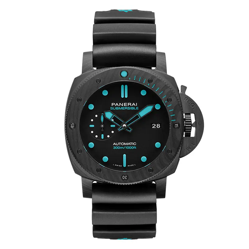 Panerai Submersible Carbotech PAM960 front, black dial with turquoise lume