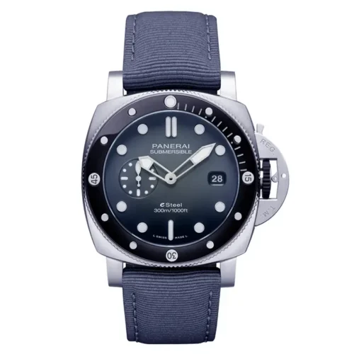 Panerai Submersible Grigio Roccia PAM1288 front, dark grey dial and grey canvas strap