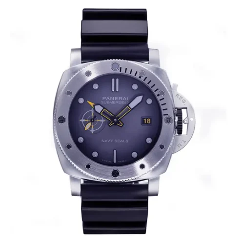 Panerai Submersible Navy SEALs PAM1323 front, grey gradient dial and yellow accents