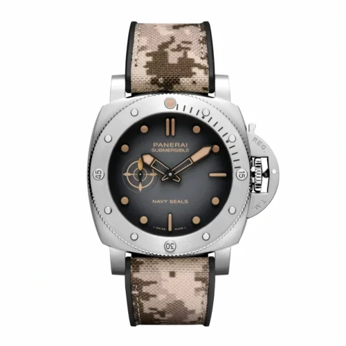 Panerai Submersible Navy Seals PAM1518 front, smoky grey dial and sand camo strap