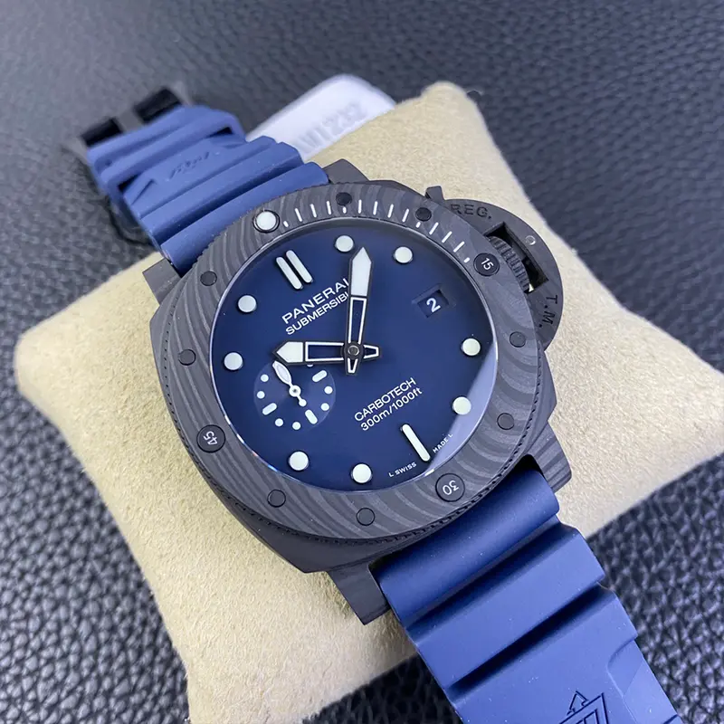 Carbotech lettering below the hands as the dial leans left