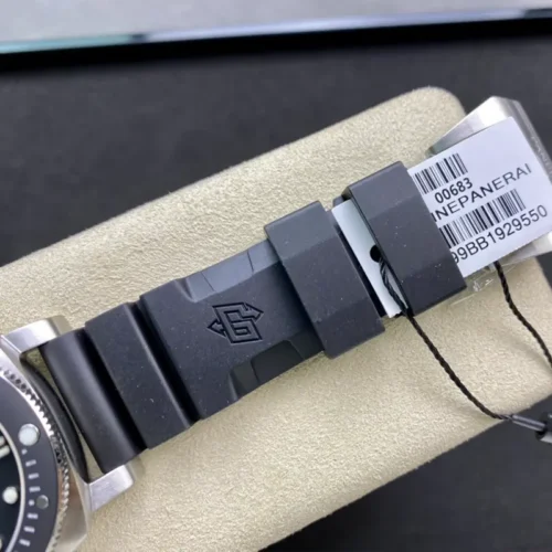 Rubber strap keepers, barcode tag hanging from a black thread