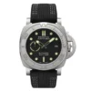 Panerai Submersible PAM984 front, black dial and grey sand-textured bezel on fabric strap