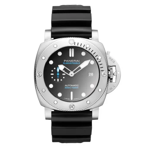 Panerai Submersible QuarantaQuattro PAM1229 front, black to grey fading dial and black rubber