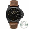 Panerai Luminor replica PAM441 black ceramic case with GMT function