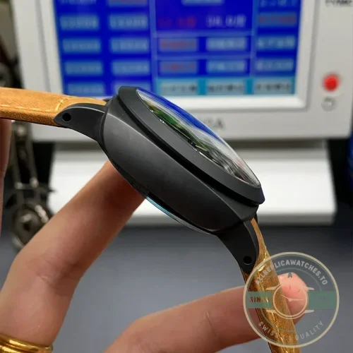 Panerai Luminor replica PAM441 black ceramic case with GMT function