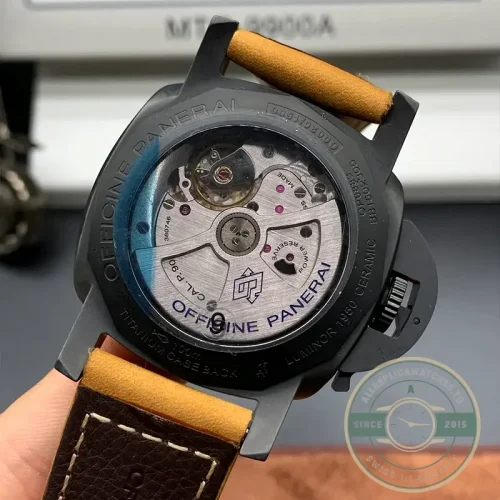 Panerai Luminor replica PAM441 black ceramic case with GMT function