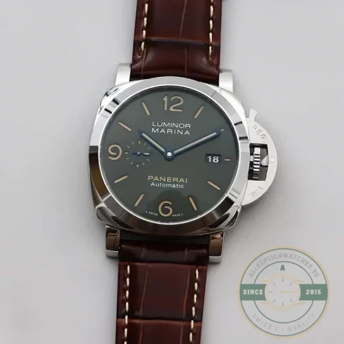 Panerai Luminor 1950 replica PAM 1116 platinum case with distinctive green sandwich dial