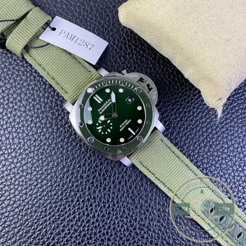 Panerai Submersible replica PAM1287 Verde Smeraldo green sandwich dial steel case