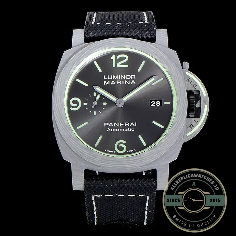 Panerai Luminor Marina replica PAM 1119 grey dial Carbotech case