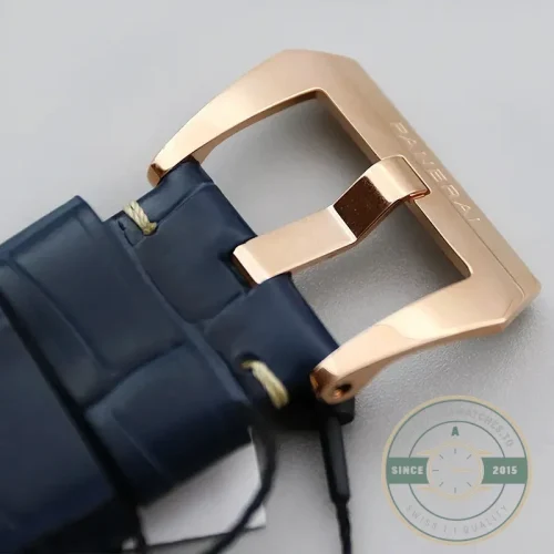 Panerai Luminor Marina replica PAM 1114 Goldtech case blue sandwich dial