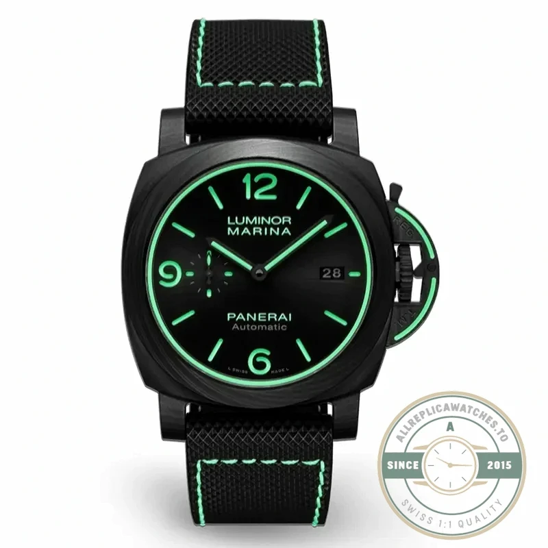 Panerai Luminor Marina replica PAM01118 black dial Carbotech case