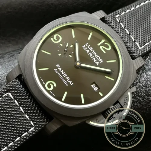 Panerai Luminor Marina replica PAM01118 black dial Carbotech case