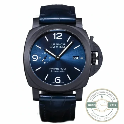 Panerai Luminor Marina replica PAM1664 blue sandwich dial Carbotech case
