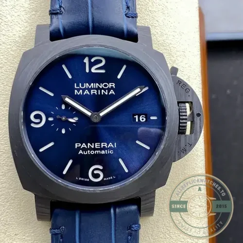 Panerai Luminor Marina replica PAM1664 blue sandwich dial Carbotech case