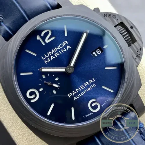 Panerai Luminor Marina replica PAM1664 blue sandwich dial Carbotech case