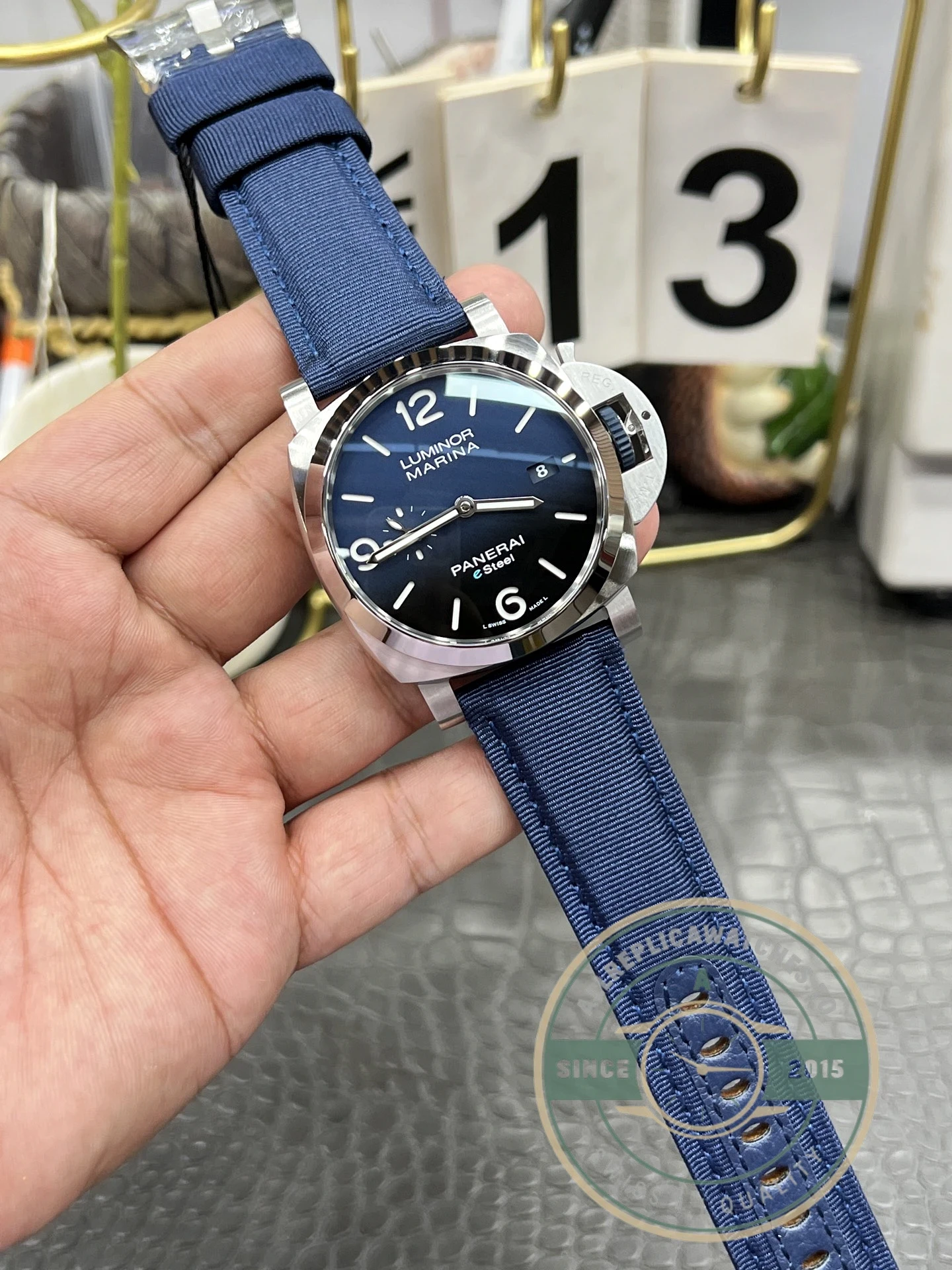 Panerai Replica Luminor replica PAM1157 blue dial Carbotech case